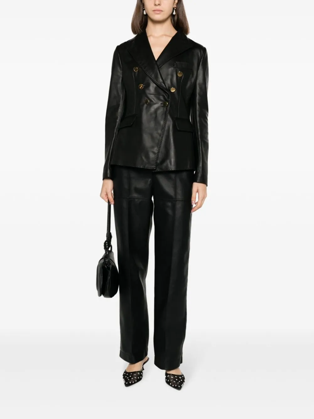 Tagliatore Lizzie double-breasted leather blazer | Blazers | Image 2