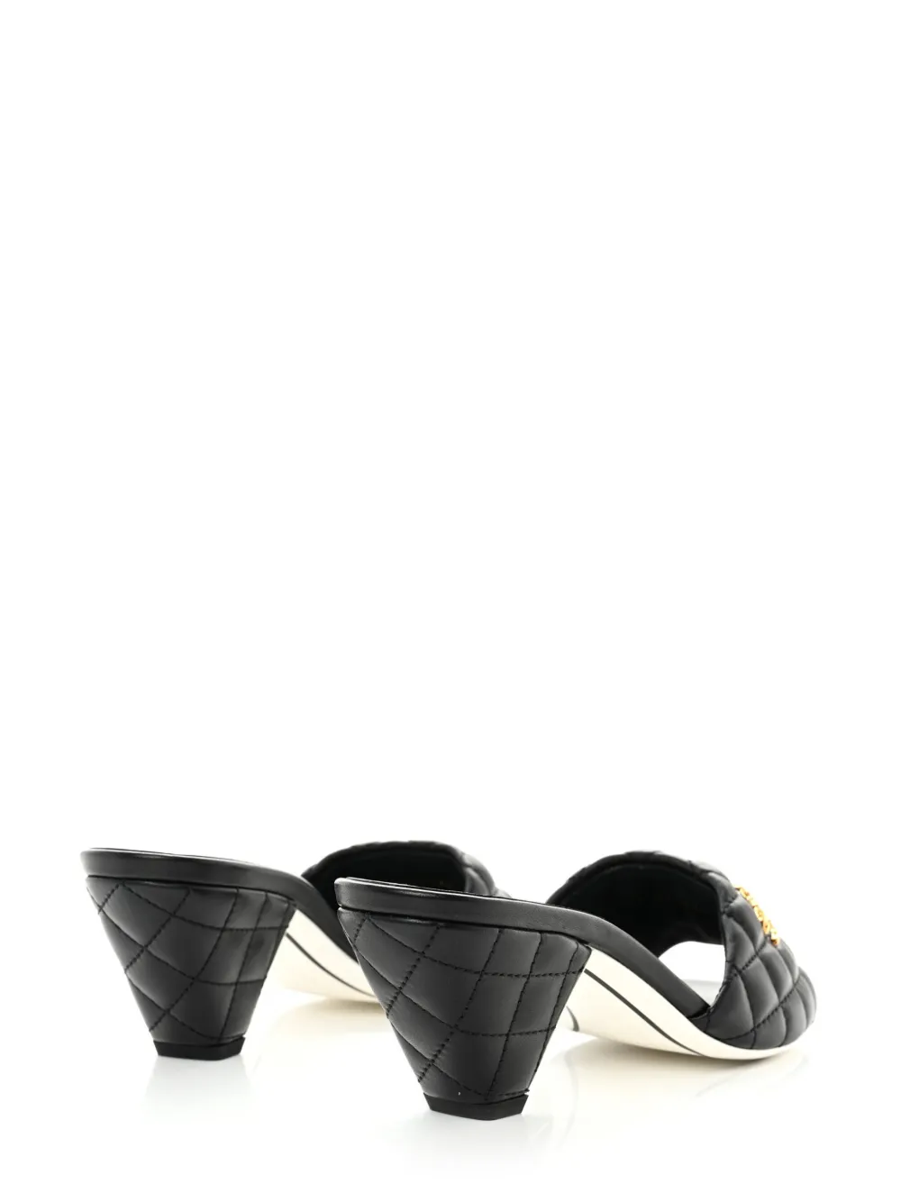 Pre-owned Chanel Cc Diamond-quilted Sandals In Black