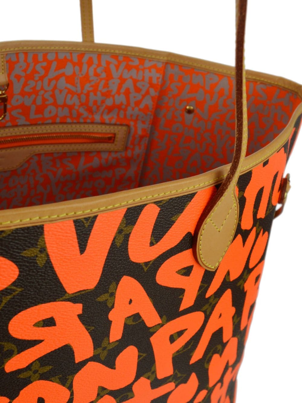 Pre-owned Louis Vuitton X Stephen Sprouse 2009 Neverfull Gm Tote Bag In Orange