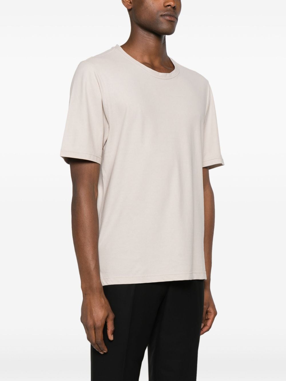 Shop Lardini Crew-neck Cotton T-shirt In Neutrals