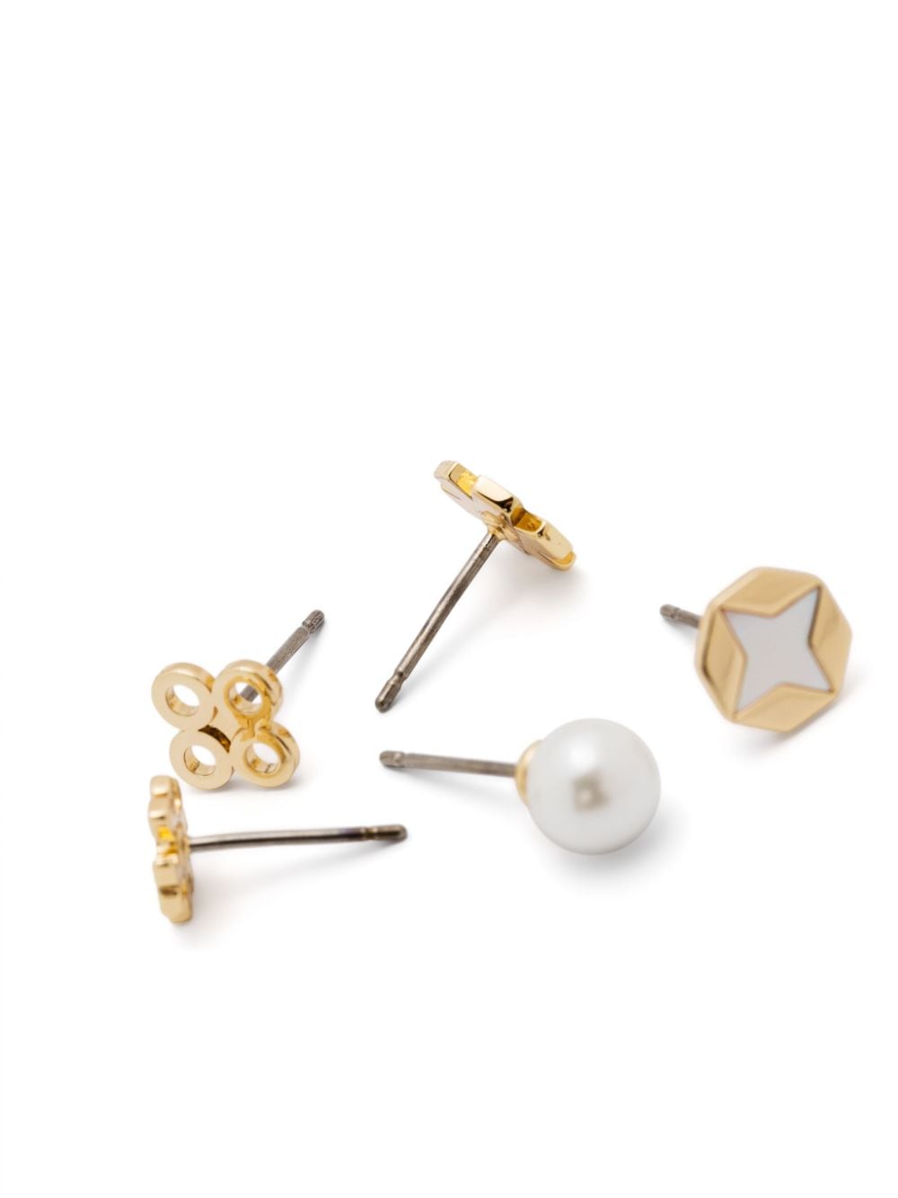 Shop Tory Burch Kira Clover Stud Earrings (set Of Five) In Gold