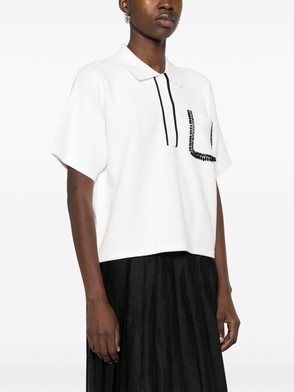 Essentiel Antwerp Poloshirt met kralen Wit