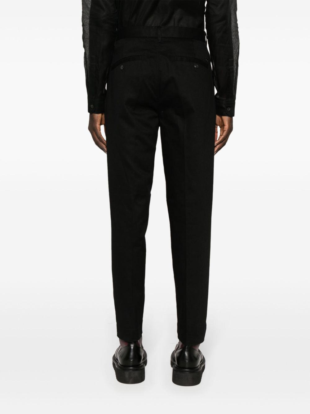 Shop Emporio Armani Mid-rise Tapered-leg Trousers In Black