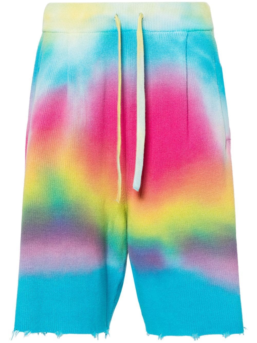 Shop Laneus Tie-dye Distressed Shorts In Blue