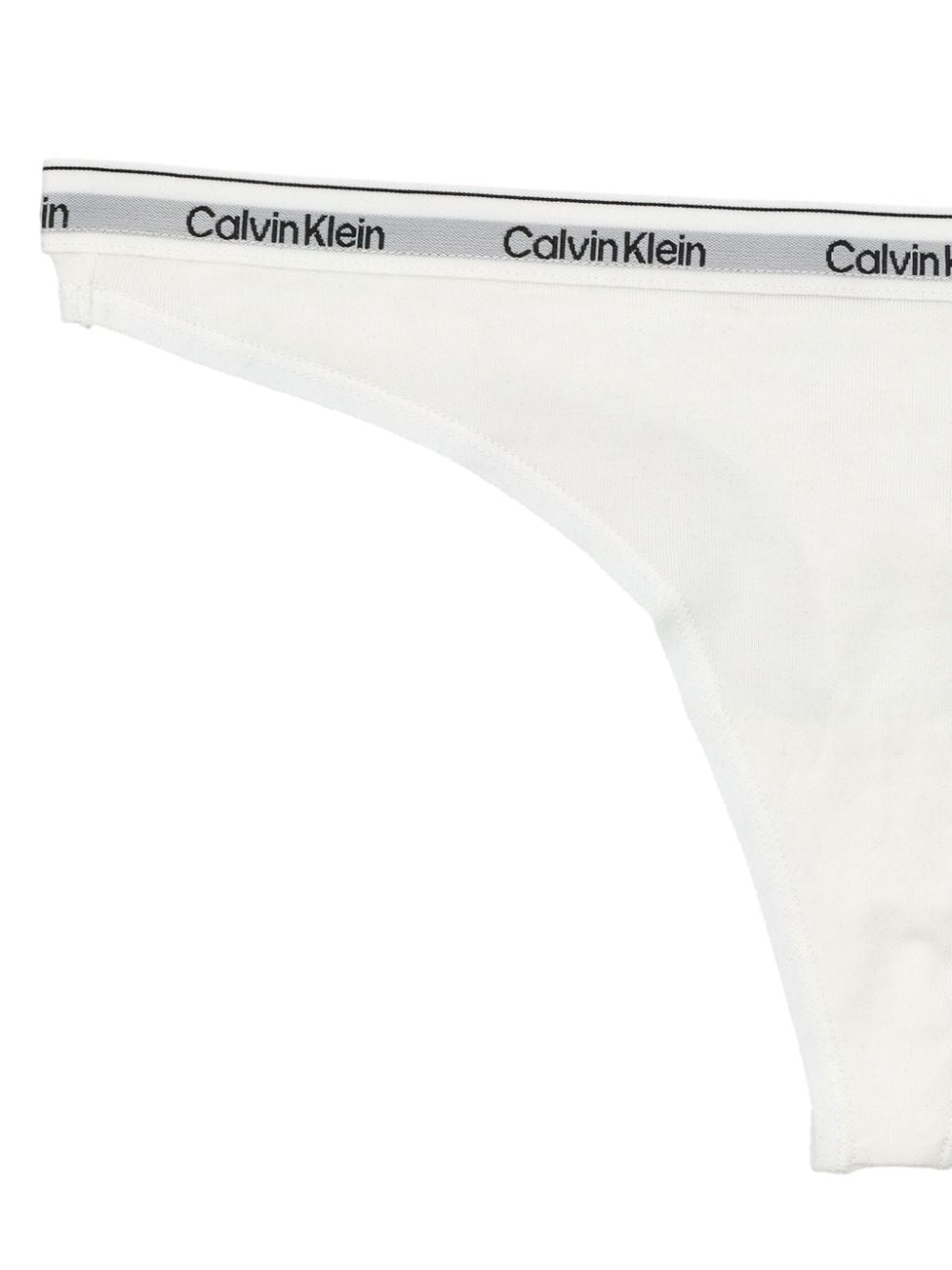 Shop Calvin Klein Logo-waistband Mid-rise Thong In White