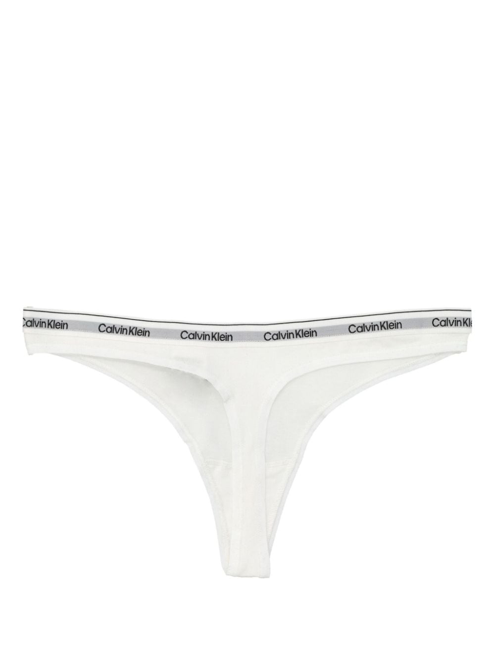 Shop Calvin Klein Logo-waistband Mid-rise Thong In White