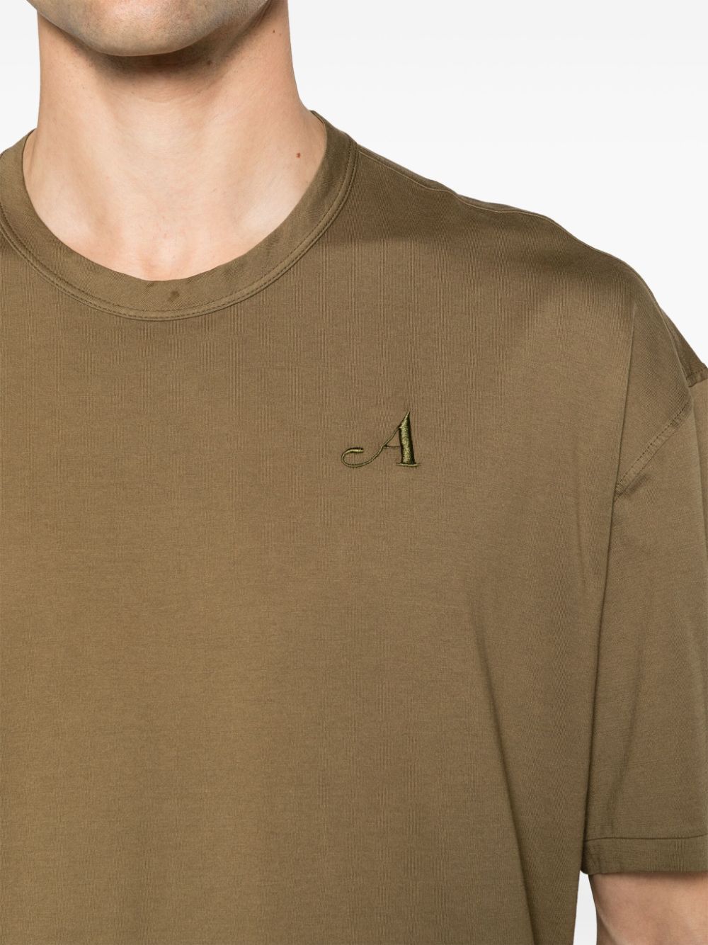 Shop Ten C Logo-embroidered Cotton T-shirt In Brown