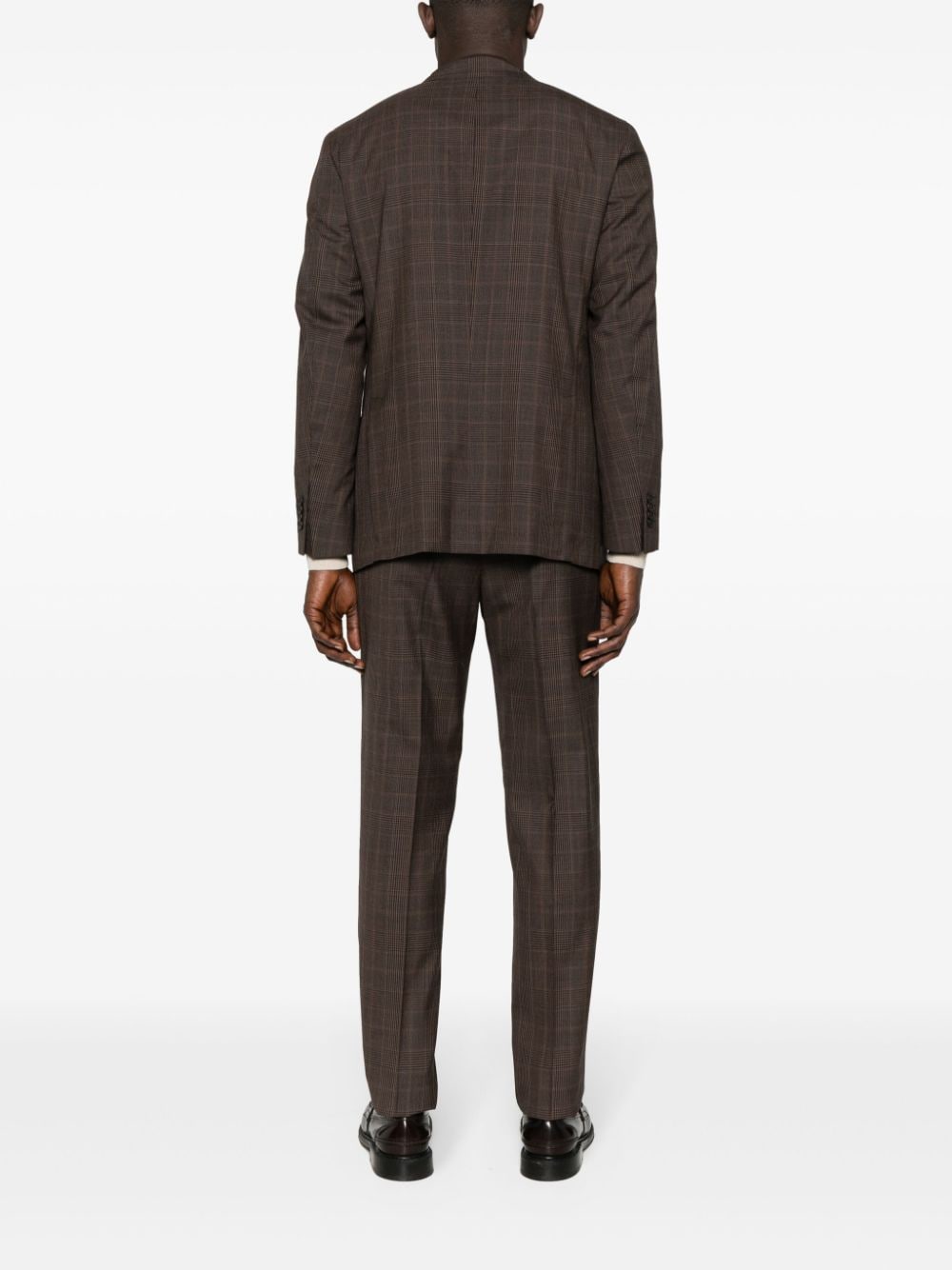 Shop Boglioli Single-breasted Checked Suit In Brown