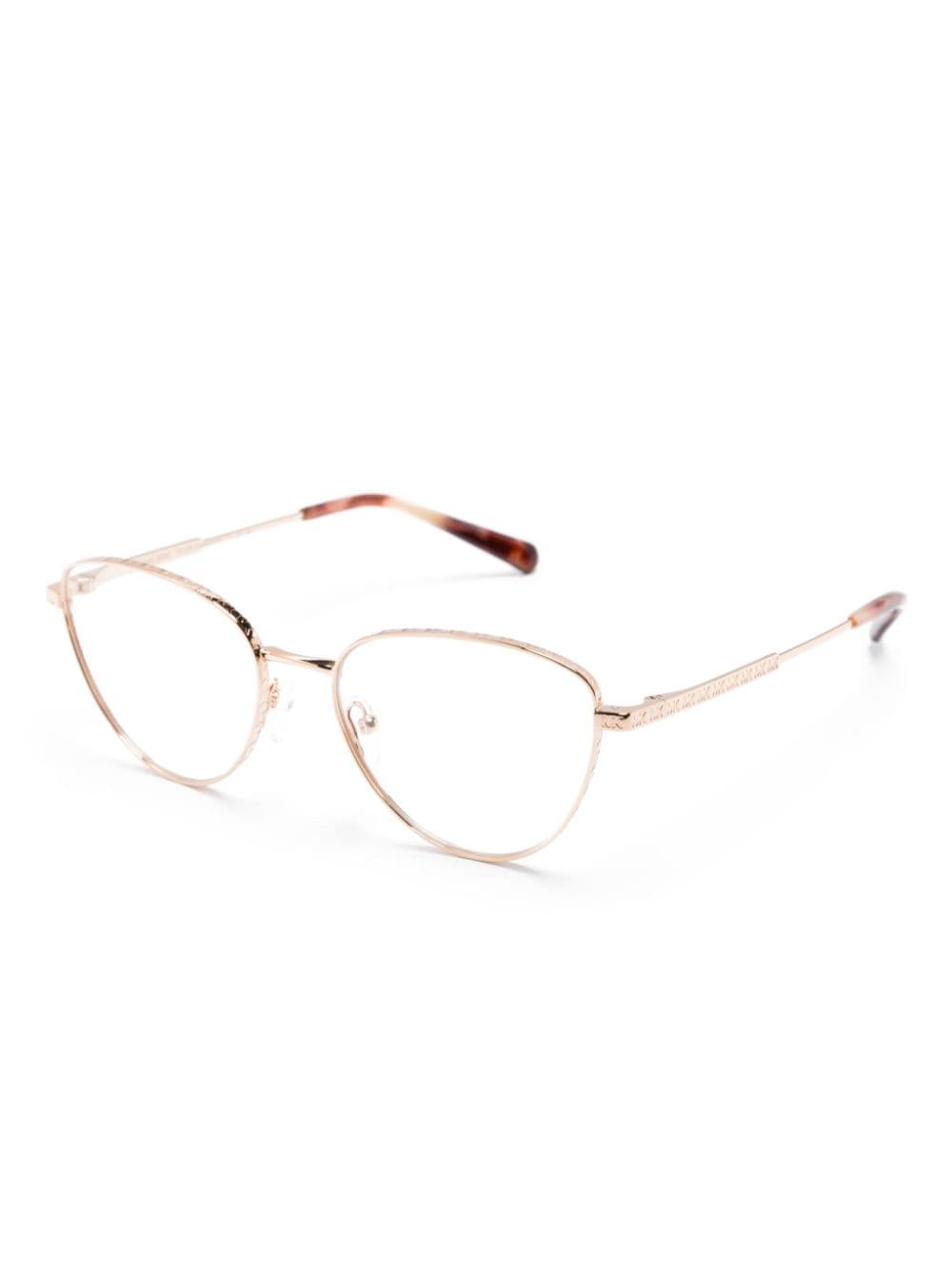 Shop Michael Kors Logo-debossed Cat-eye Glasses In Gold