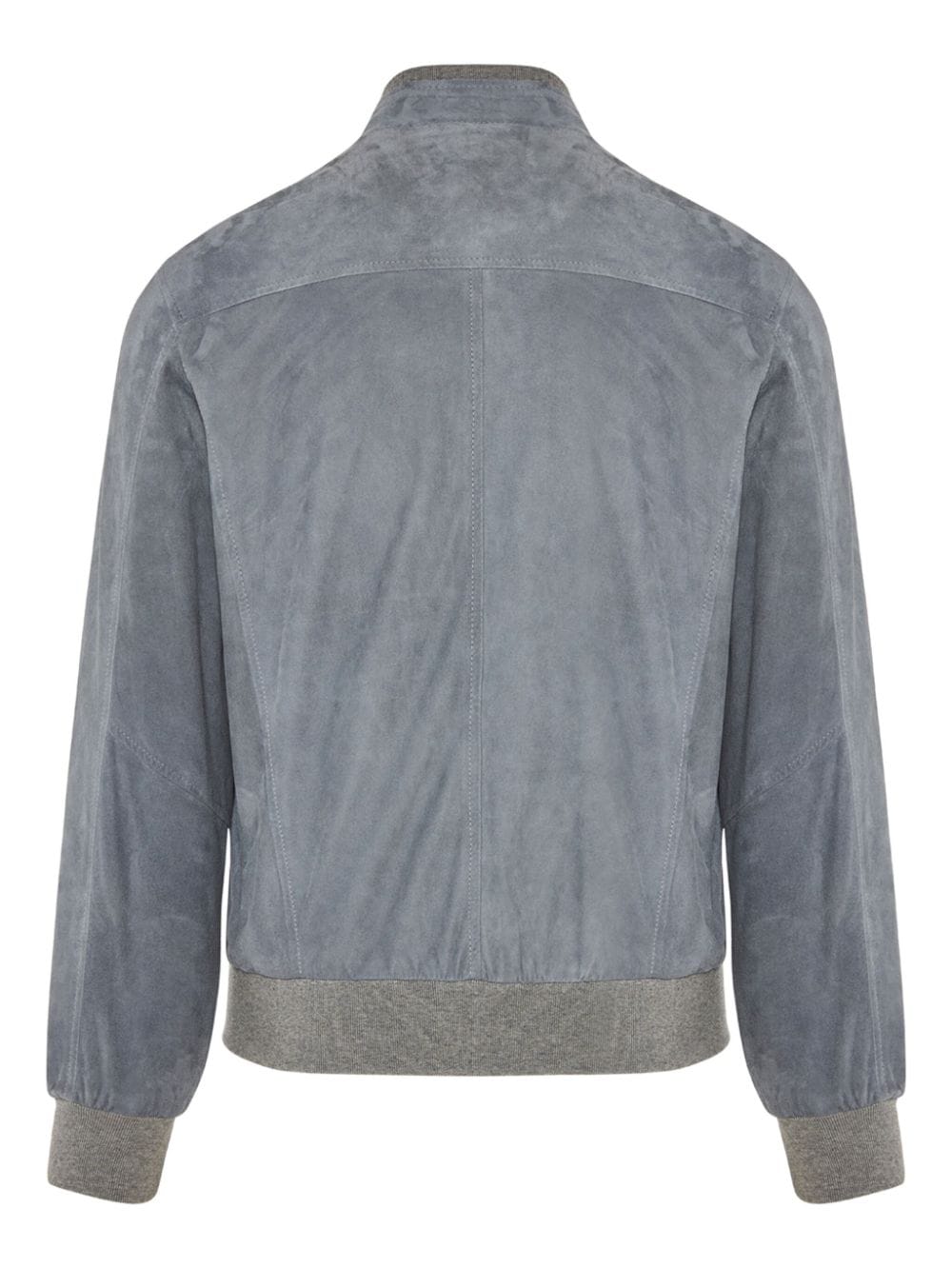 Shop Barba Fox Zip-up Suede Bomber Jacket In Grey