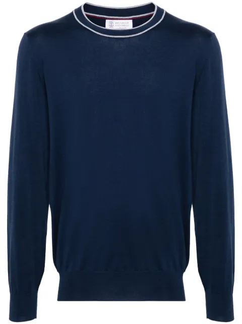 Brunello Cucinelli contrastring-collar cotton jumper