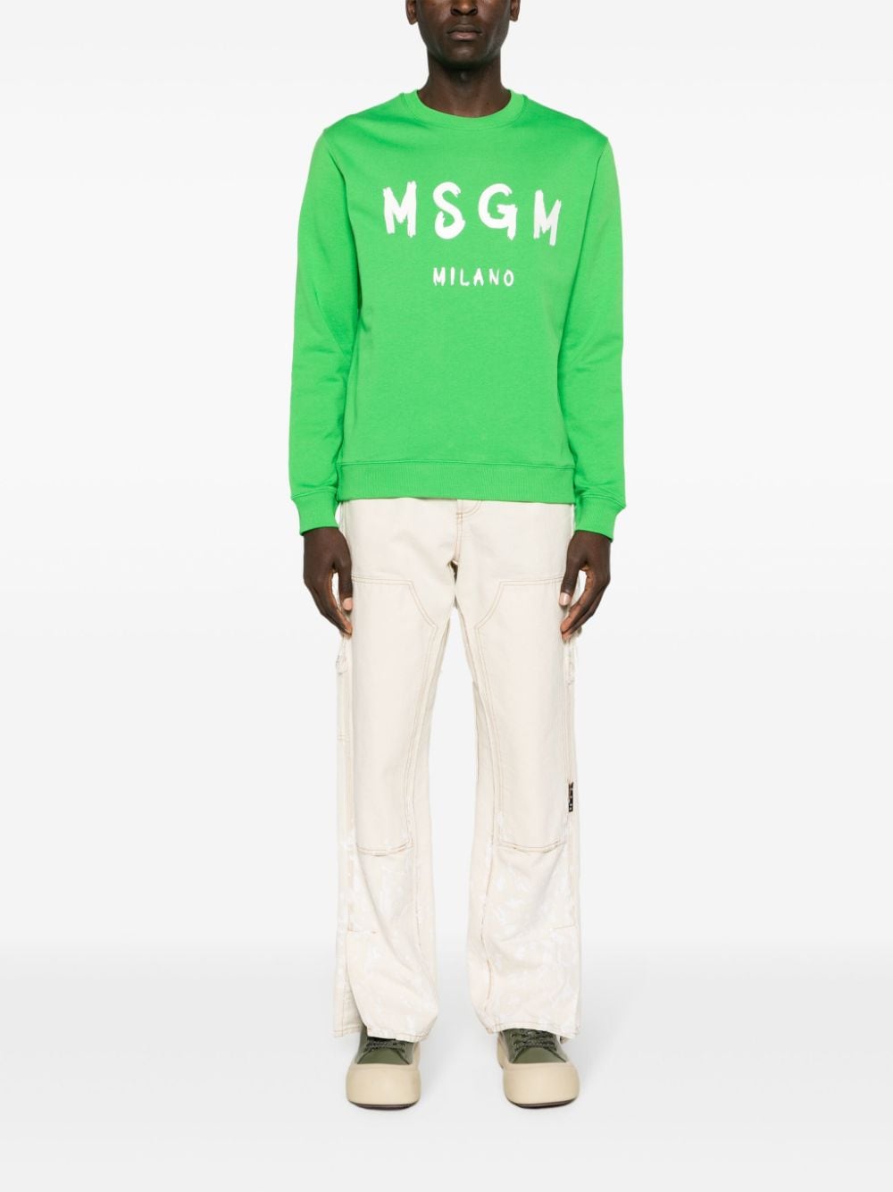 MSGM Katoenen sweater met logoprint Groen