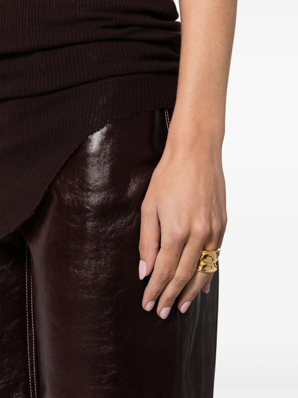 Shop Saint Laurent Organic Sculpted Ring In Gold