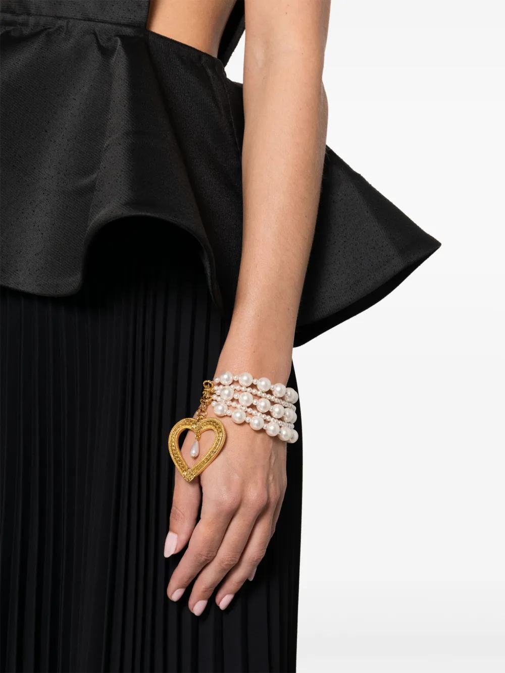 Moschino pearl-detail multi-chain bracelet - Wit