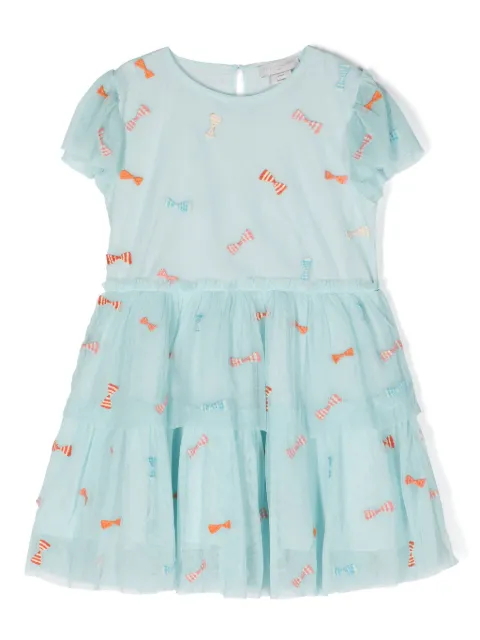 Stella McCartney Kids bow-embroidered tiered dress