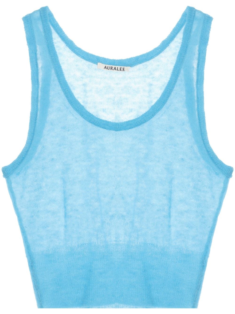 Auralee Sheer Knitted Tank Top In Blue