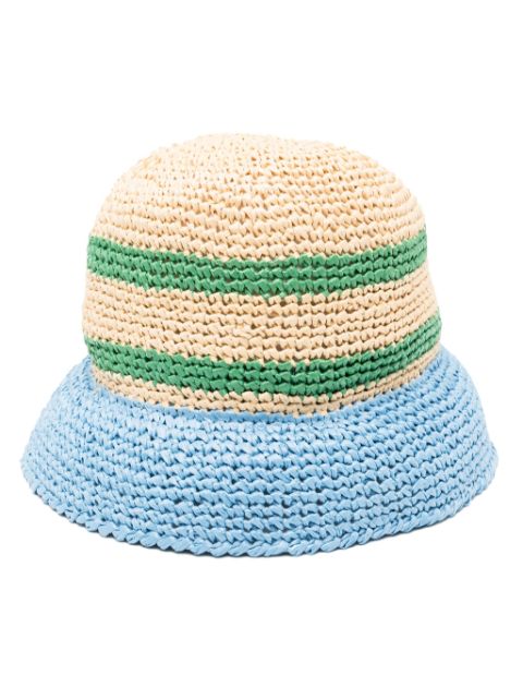 Miu Miu logo-embroidered striped bucket hat Women