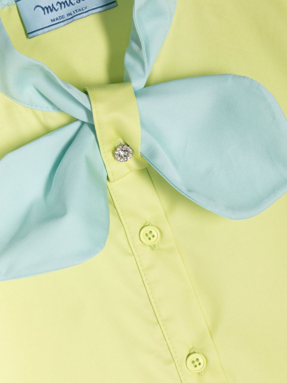 Shop Mi Mi Sol Bow-detail Cotton Shirt In Green