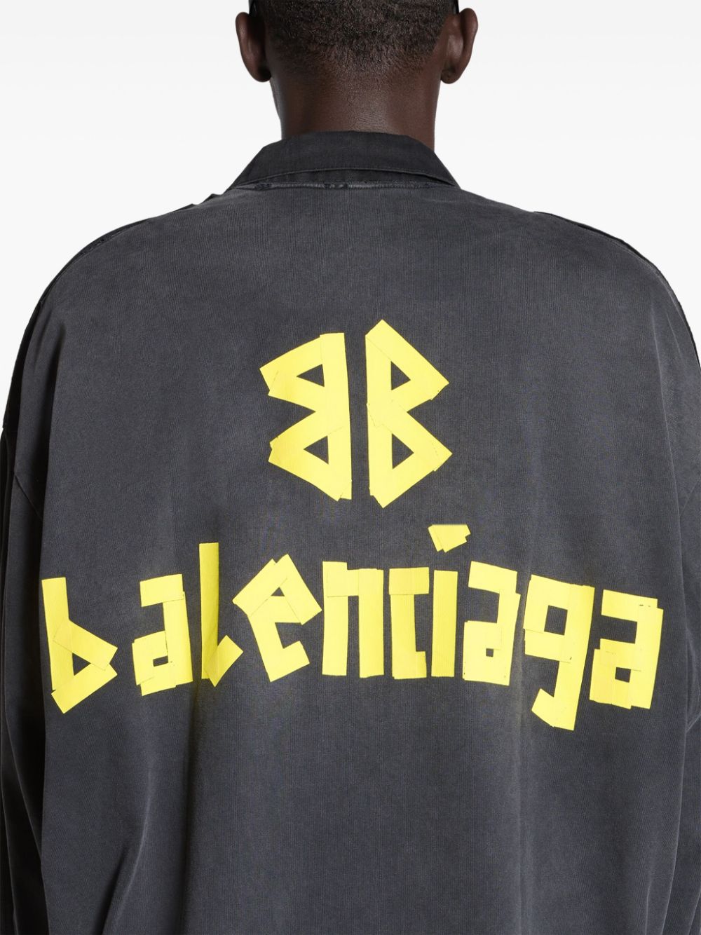 Shop Balenciaga Tape Type Oversize Hybrid Jacket In Black