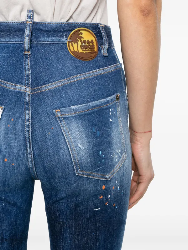 DSQUARED2 ペイント ダメージ ジーンズ | ブルー | FARFETCH JP