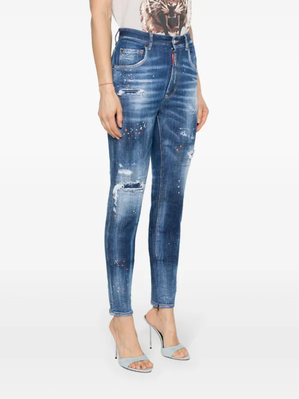 DSQUARED2 ペイント ダメージ ジーンズ | ブルー | FARFETCH JP