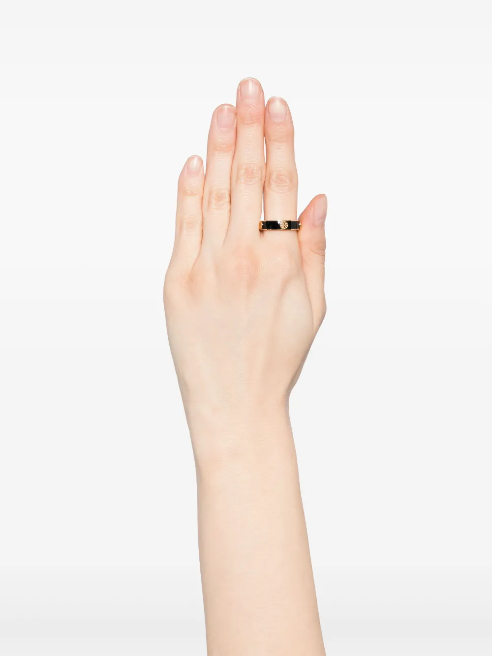 Tory Burch Emaille ring met monogram - Zwart