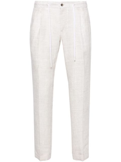 Barba pleat-detail linen trousers