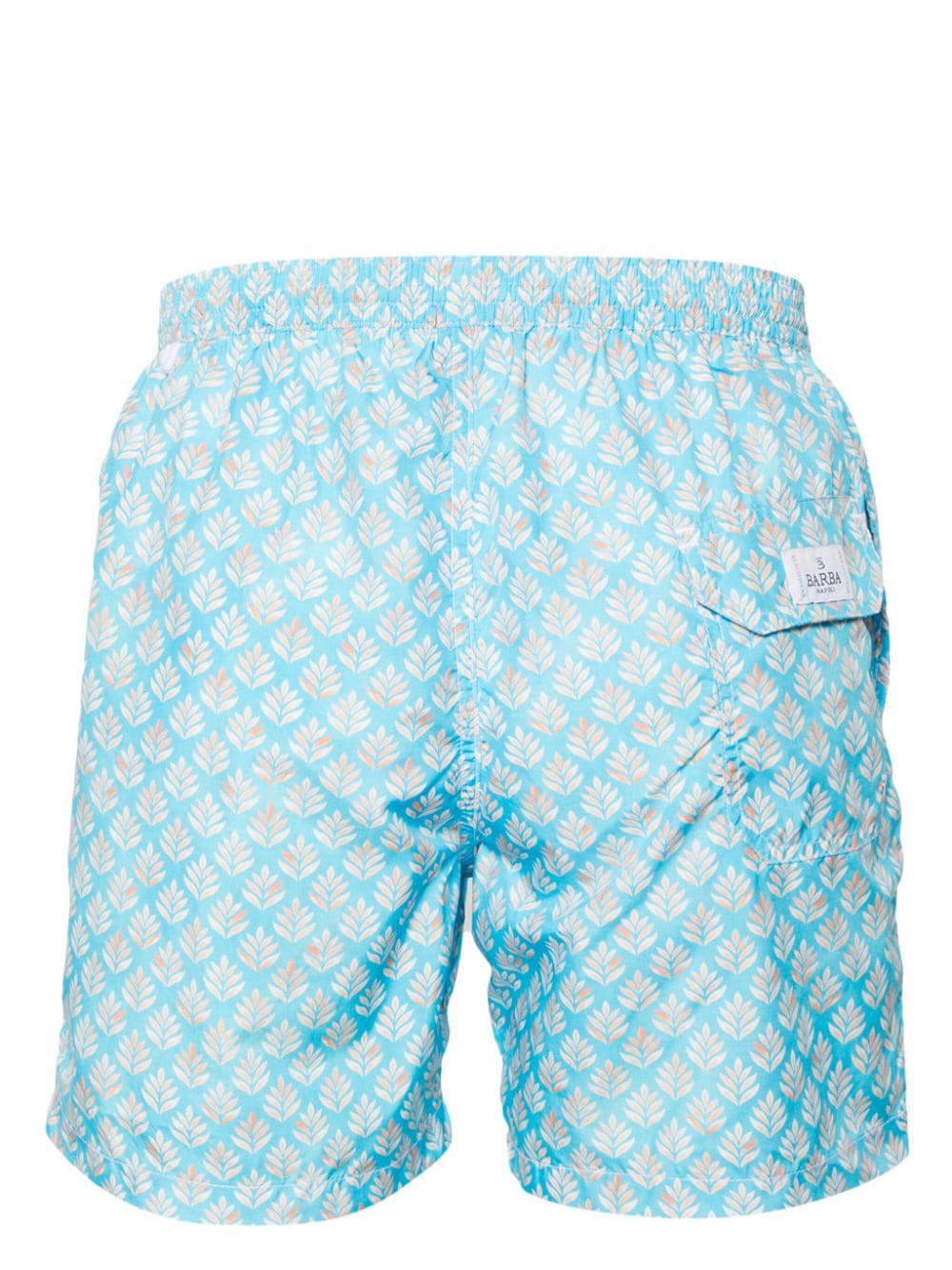 Shop Barba Leaf-print Swim Shorts In Blue