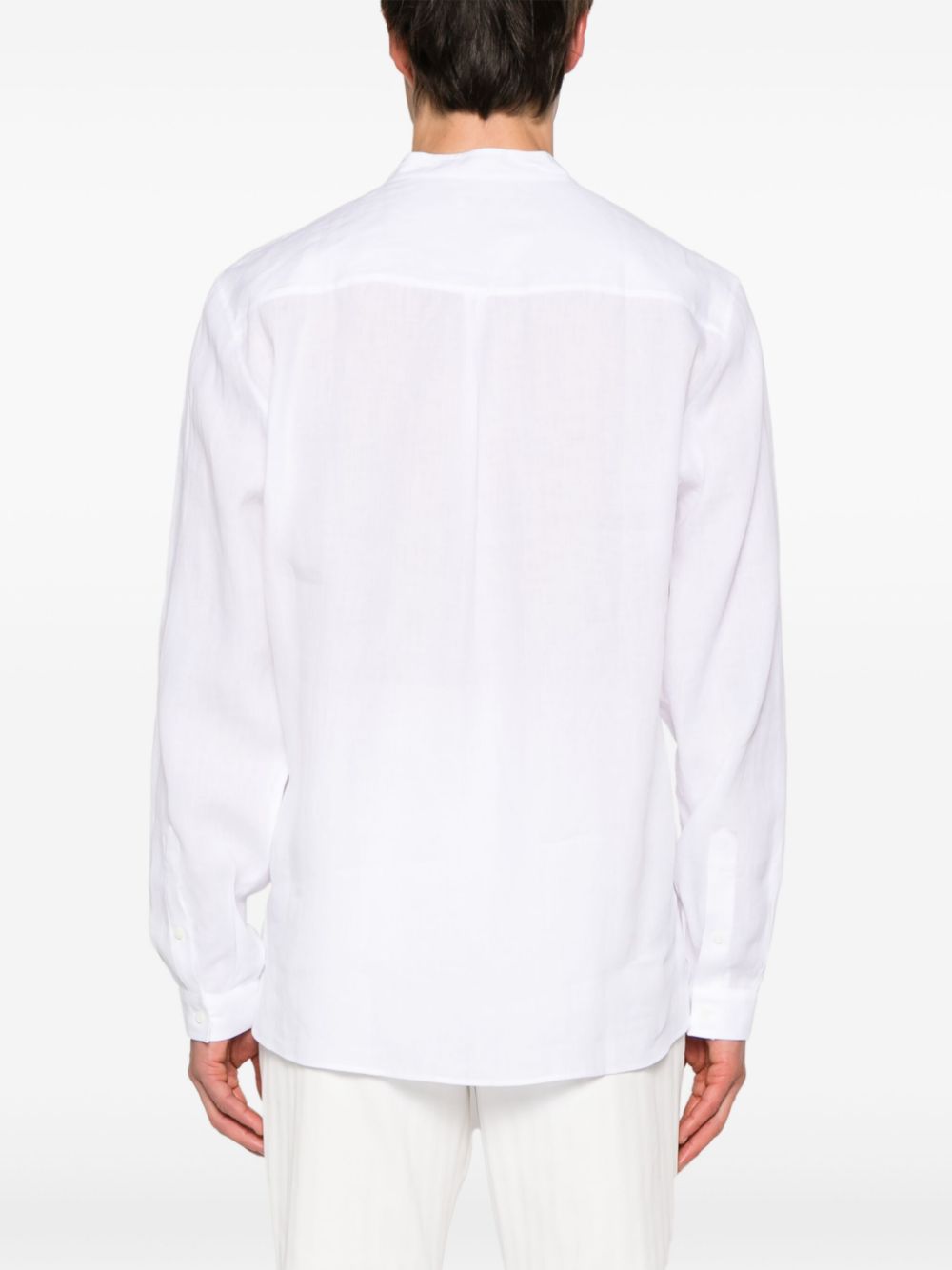 Brunello Cucinelli band-collar hemp shirt Men