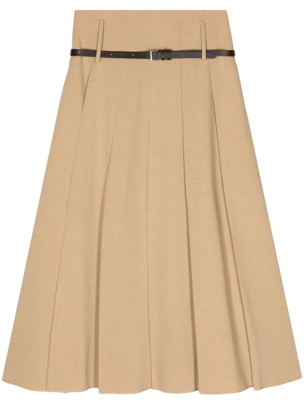Rejina Pyo Odette Belted Pleated Midi Skirt In Brown