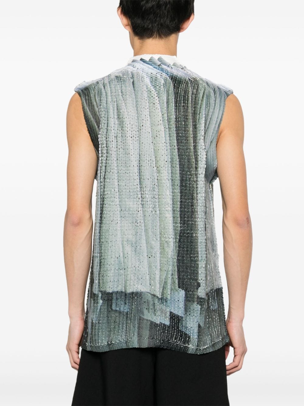 Shop Comme Des Garçons Homme Deux Abstract Buttoned Vest In Green