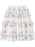 Needle & Thread floral ruffled mini skirt - White