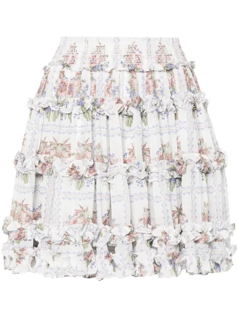 Needle & Thread floral ruffled mini skirt