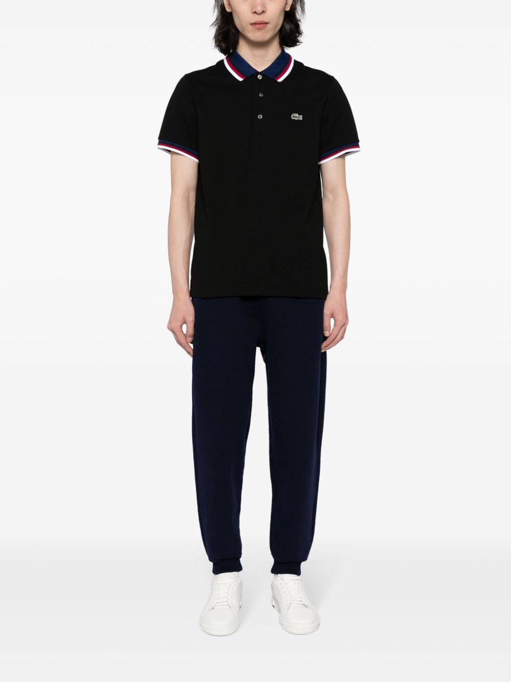 Shop Lacoste Logo-appliqué Polo Shirt In Black