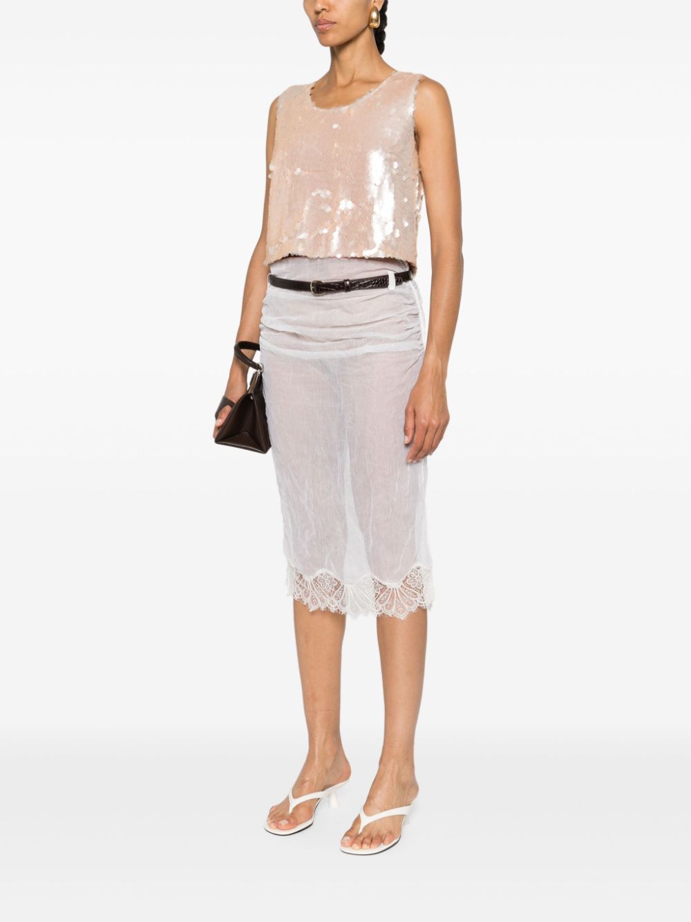 V:PM ATELIER Citrus sequin cropped top - Neutrals