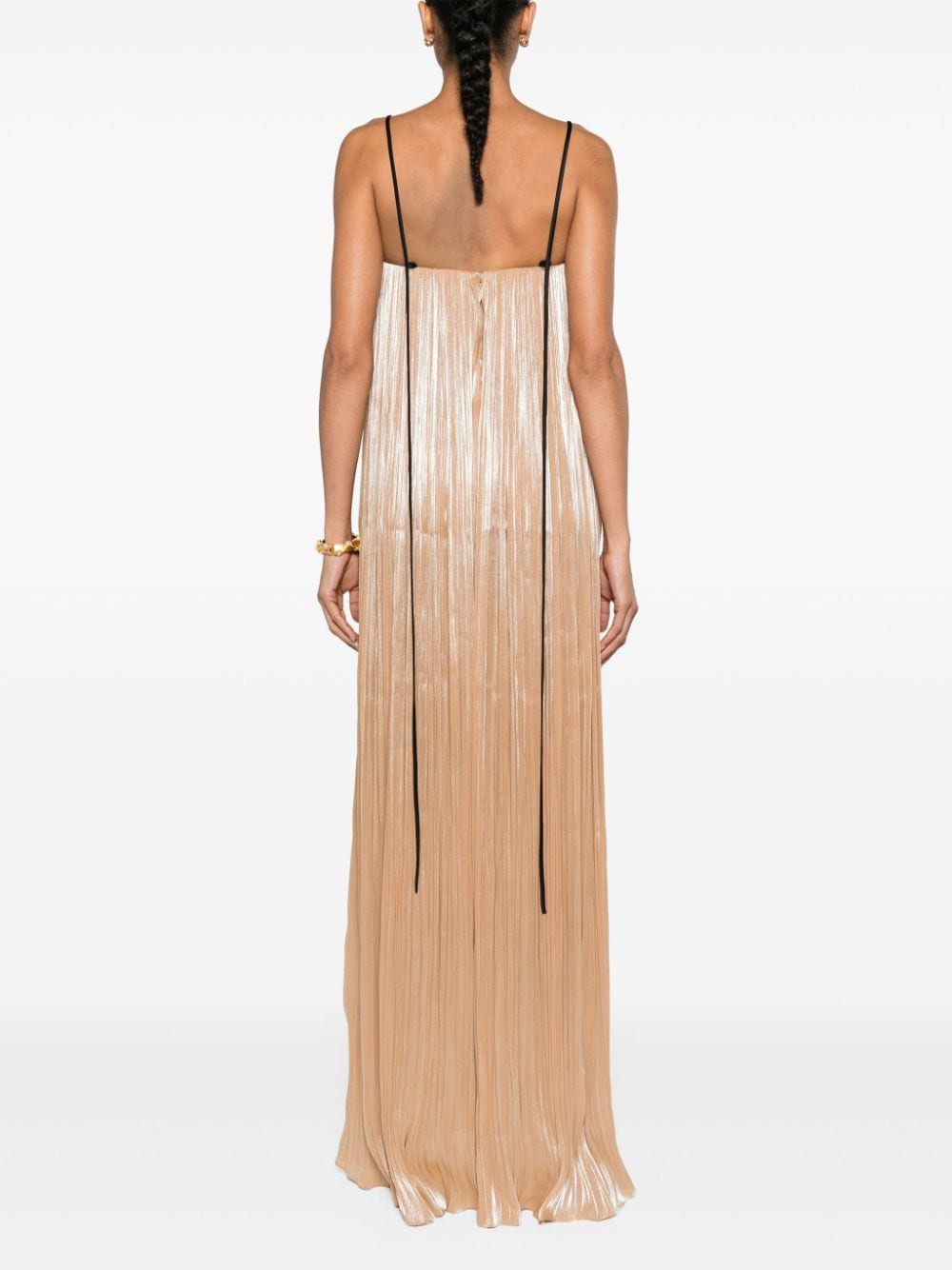 Shop V:pm Atelier Powder Plissé Gown In Neutrals