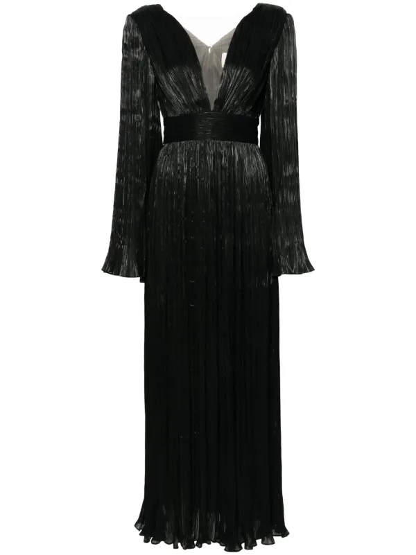 V:PM Atelier Eva Pliss Maxi Dress - Black