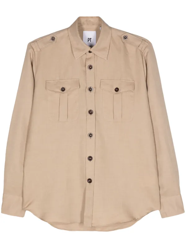 PT Torino Long-sleeve Shirt in Neutrals