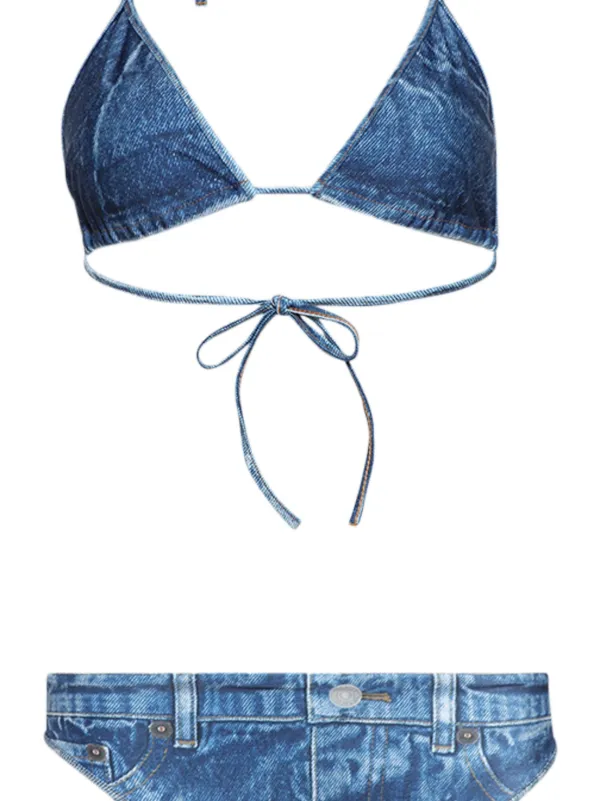 Balenciaga Trompe l'Oeil denim-effect Bikini | Blue