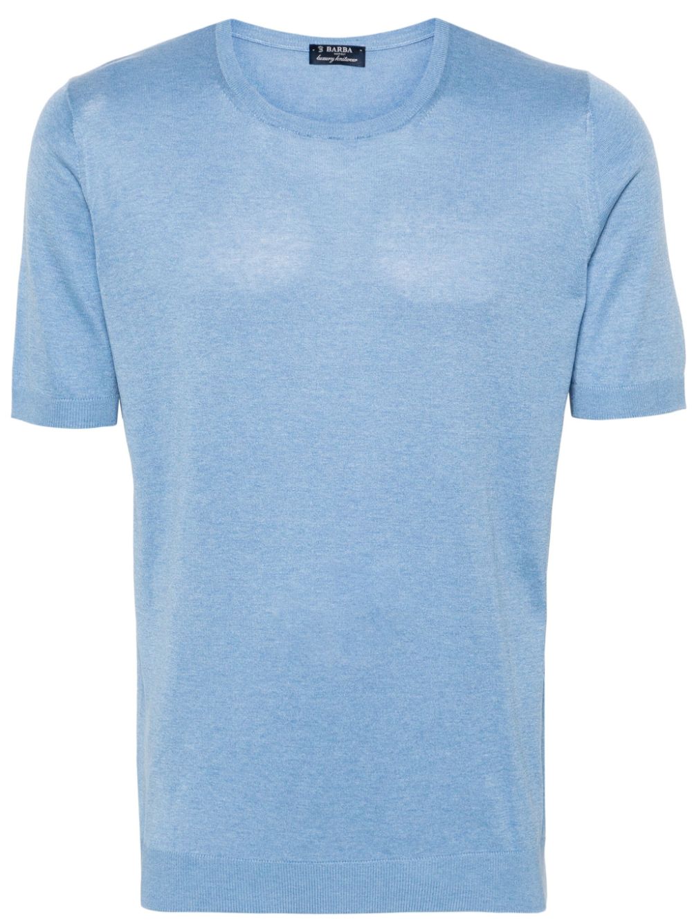 Barba Fijngebreid zijden T-shirt Blauw