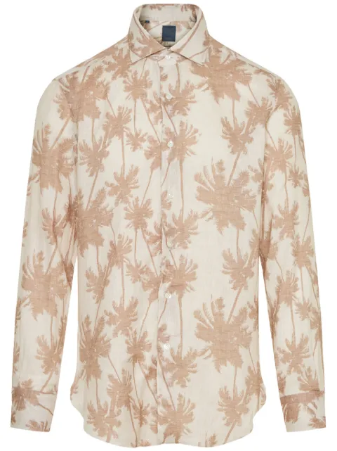 Barba palm-tree print linen shirt