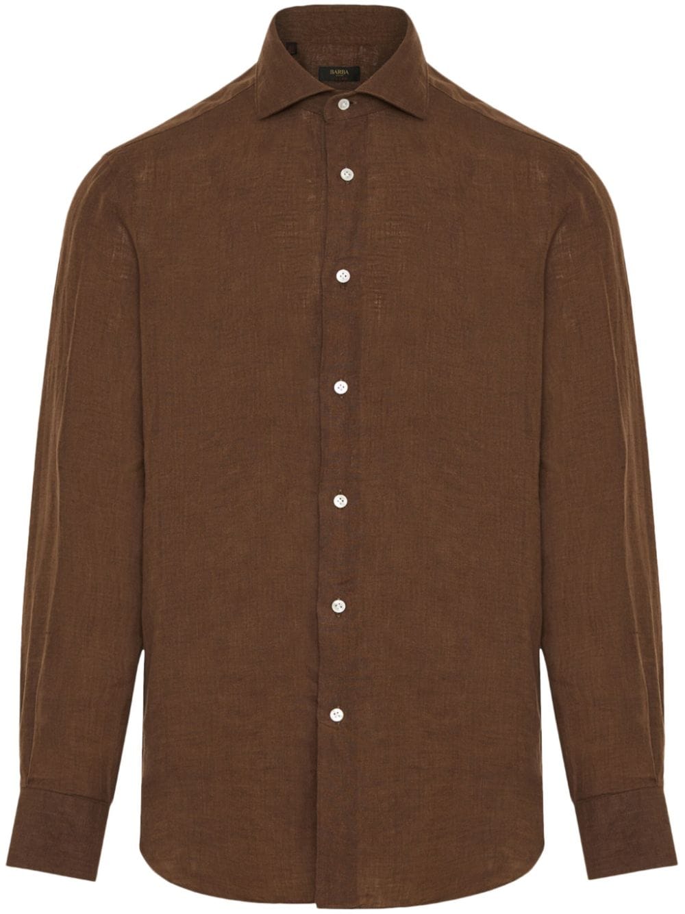 Barba Cutaway-collar Cotton Shirt In Brown