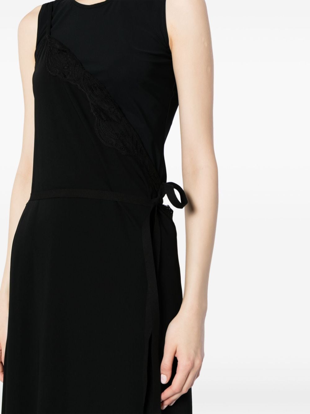 Shop Mm6 Maison Margiela Lace-detail Maxi Dress In Black