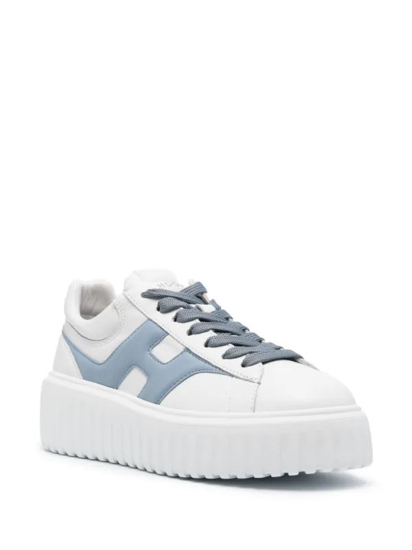 スニーカー Hogan 'H Stripes' Grey Leather Sneakers Hogan H-Stripes sneakers for Women - Grey in UAE | Level Shoes