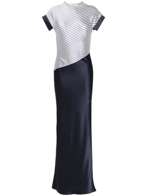 V:PM ATELIER striped satin maxi dress