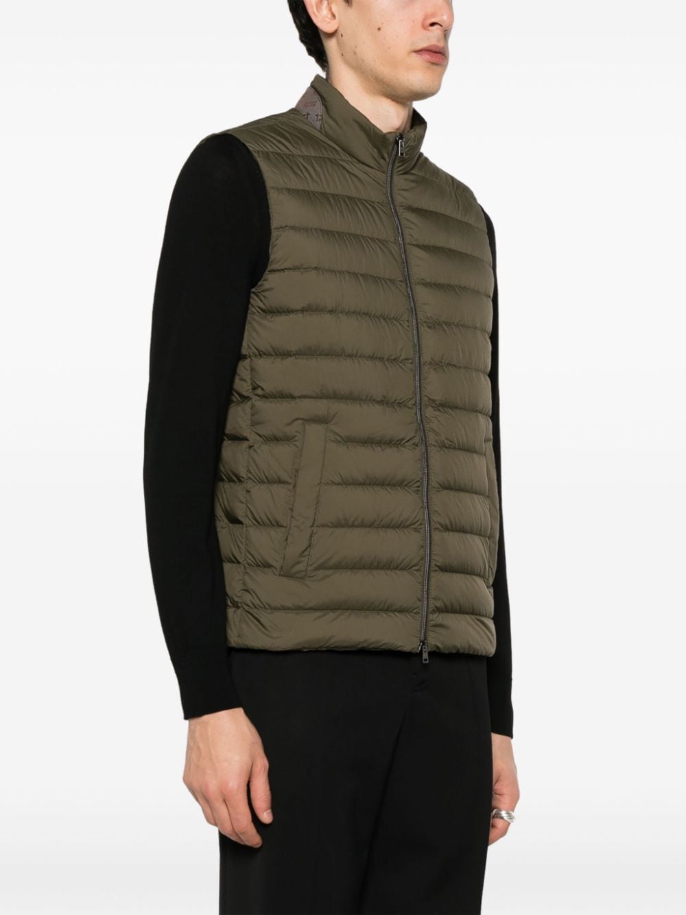 Shop Herno Ecoage Logo-embroidery Gilet In Green