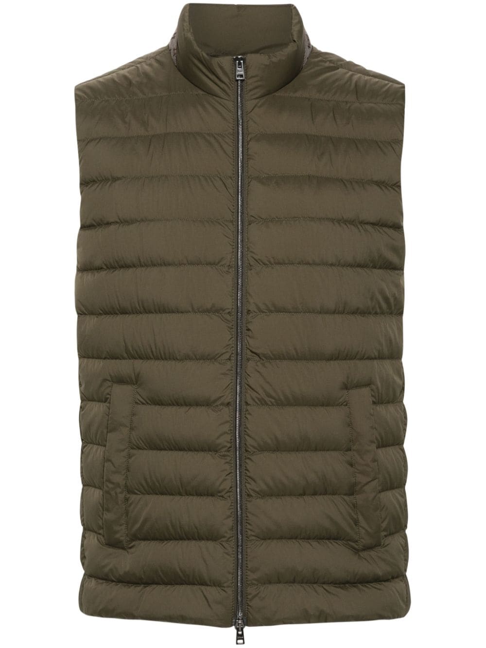 Herno Ecoage Logo-embroidery Gilet In Green