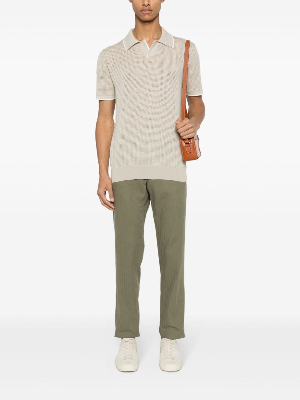 Incotex herringbone slim-cut trousers - Groen