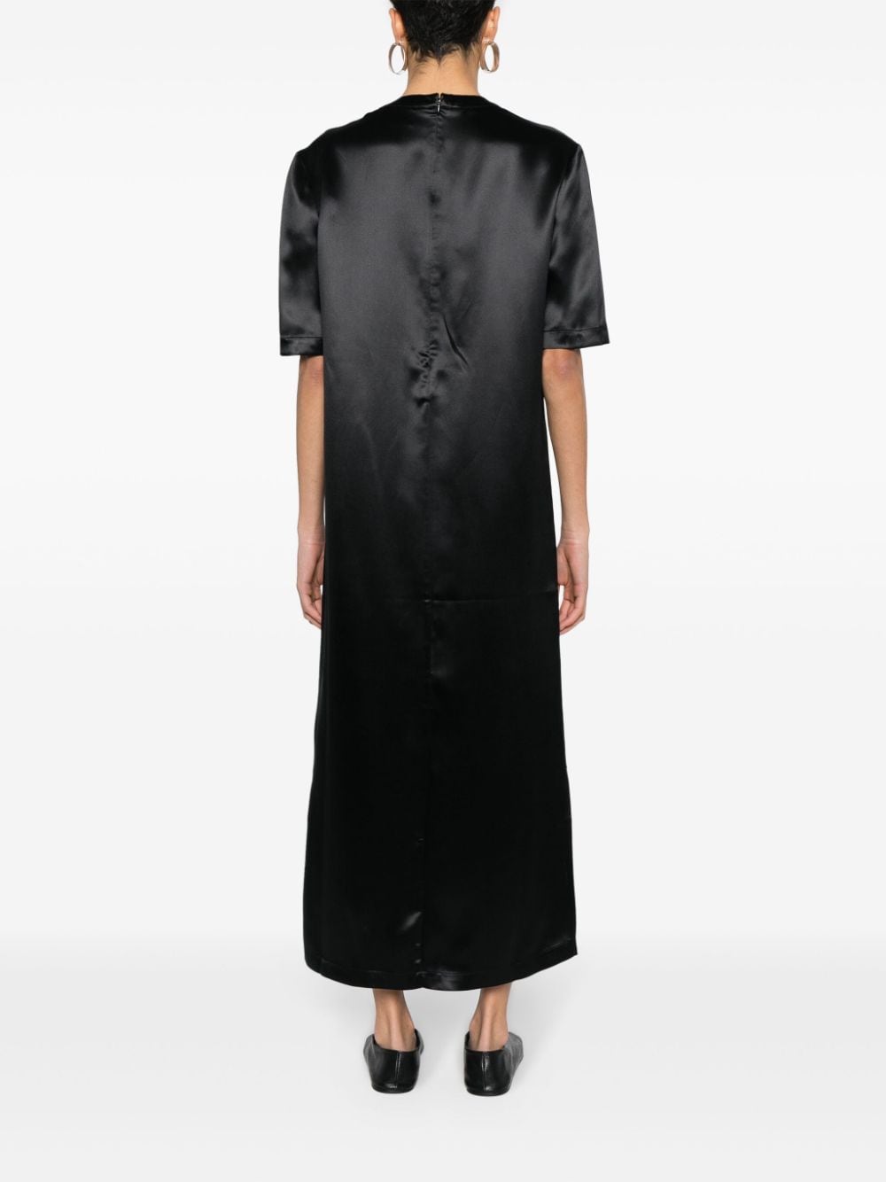 Shop Loulou Studio Silk-blend Maxi T-shirt Dress In Black