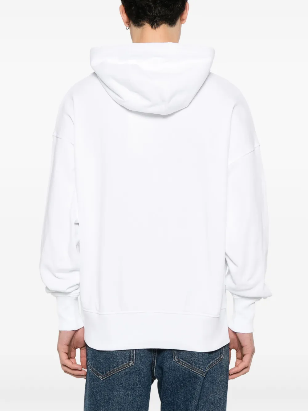 Shop Calvin Klein Logo-embroidered Cotton Hoodie In White